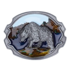 Longcreek Bear Belt Buckle for Men Punk Polar Bear Animal Belt Buckle Nordic Viking Bear Head Belt Buckle Western Cowboy Belt Buckle Vintage Punk Rock Belt Buckle, silver