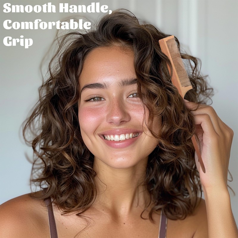 Rat Tail Wooden Comb for Daily Grooming and Styling, Unisex