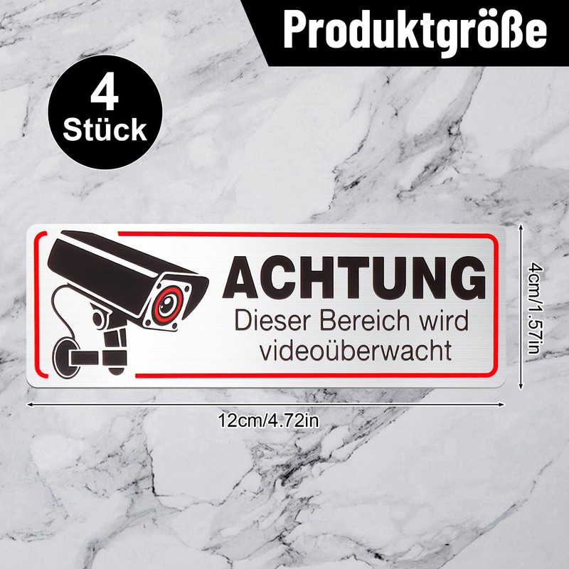Video Surveillance Sign, 12 x 4 cm Sign Video Surveillance