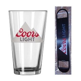 Coors Light Beer Pint Glass & Beer Bottle Opener Set