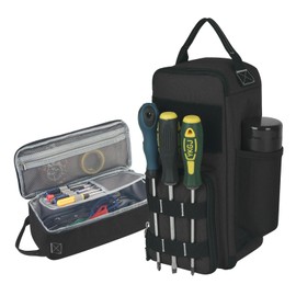 LAKE OF FIRE 12" Small Tool Bag Pouch for Men with Multiple Pockets, Waterproof Heavy Duty Tool Bag Organizer with Zipper and Portable Handle (Black)