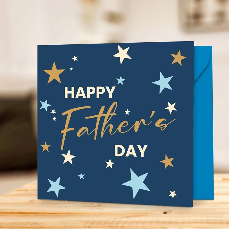 Fathers Day Card Happy Father's Day Blue Card With Stars