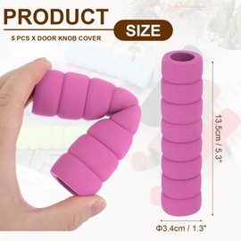 uxcell 5 Pcs Door Knob Cover, Safety Door Handle Protector Covers Anti-Collision Soft Spiral Door Knob Covers Foam Door Pull Cover for Bedrooms Bathrooms Offices Doors, Pink