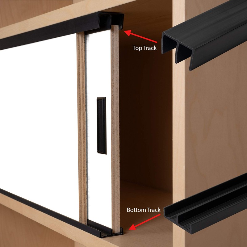 4 Ft. Long Black Plastic Sliding Door Track Set for
