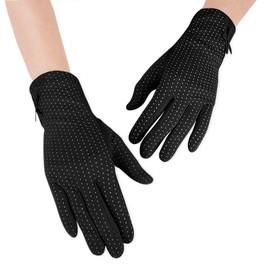 LYING UV Gloves, Women's, Summer, Smartphone Compatible, For Driving, Bicycle, Commuting, UV Protection, Dot Pattern, Stylish, Anti-Slip, Breathable, Thin, Mesh, Sunscreen Gloves, Anti-UV, Rough,