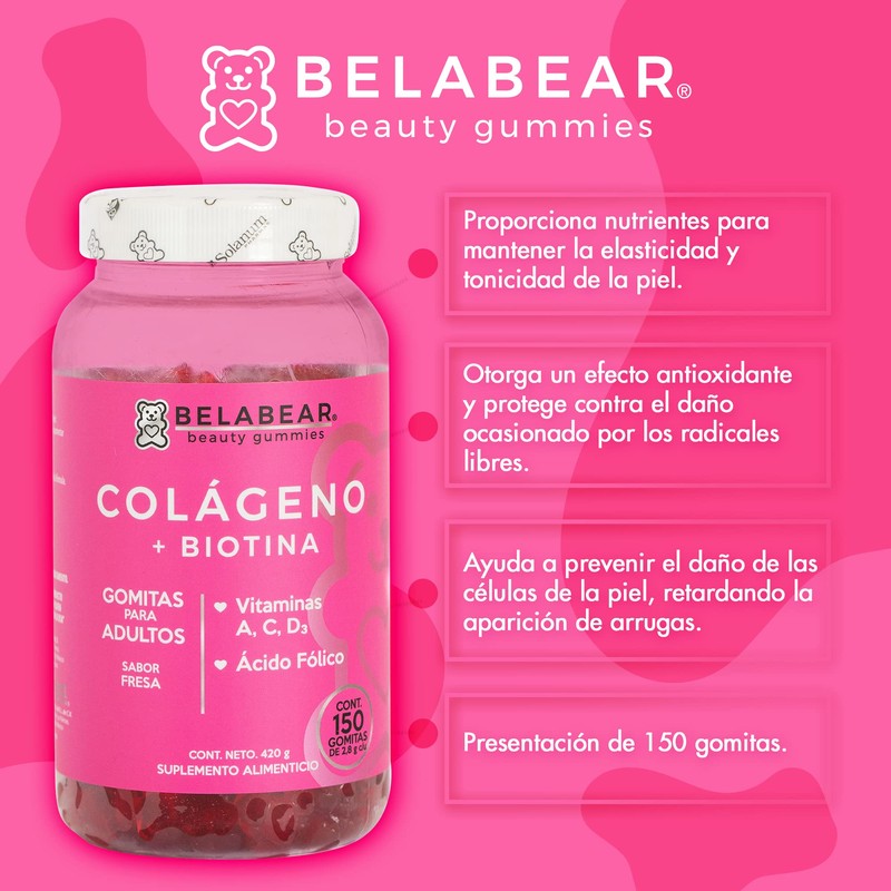 Colágeno + Biotina 150 Gomitas by Belabear