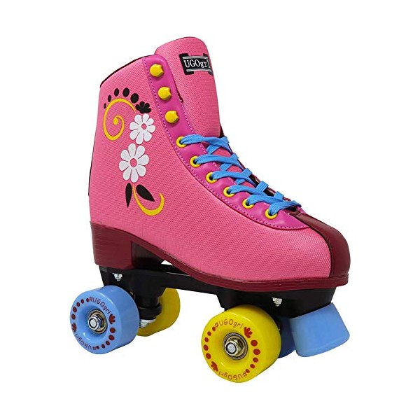 Lenexa uGOgrl Roller Skates for Girls - Kids Quad Roller Skate - Indoor/Outdoor Ladies Roller Skate - Great Youth Skates for Beginners - Pink (Men 8 / Women 10)