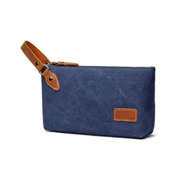 Whatna 8651# Thick Canvas x Leather, Mini Second Bag, Men's, Clutch Bag, Small, Makeup Bag, Casual, Formal, Ceremonial Occasions, Weddings, Handheld, Men's, Pouch Bag, 8651#blue