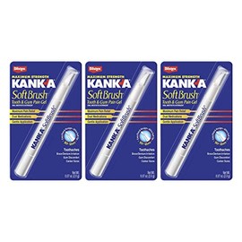 Kank-A Soft Brush Tooth Mouth Pain Gel Maximum Strength, White, 0.21 Oz, Pack of 3