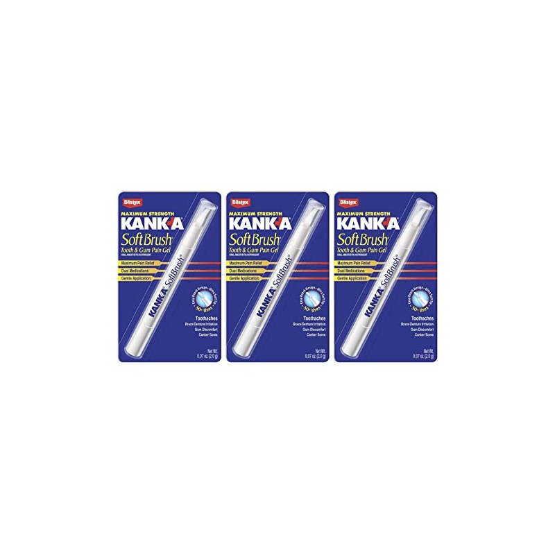 Kank-A Soft Brush Tooth Mouth Pain Gel Maximum Strength, White,