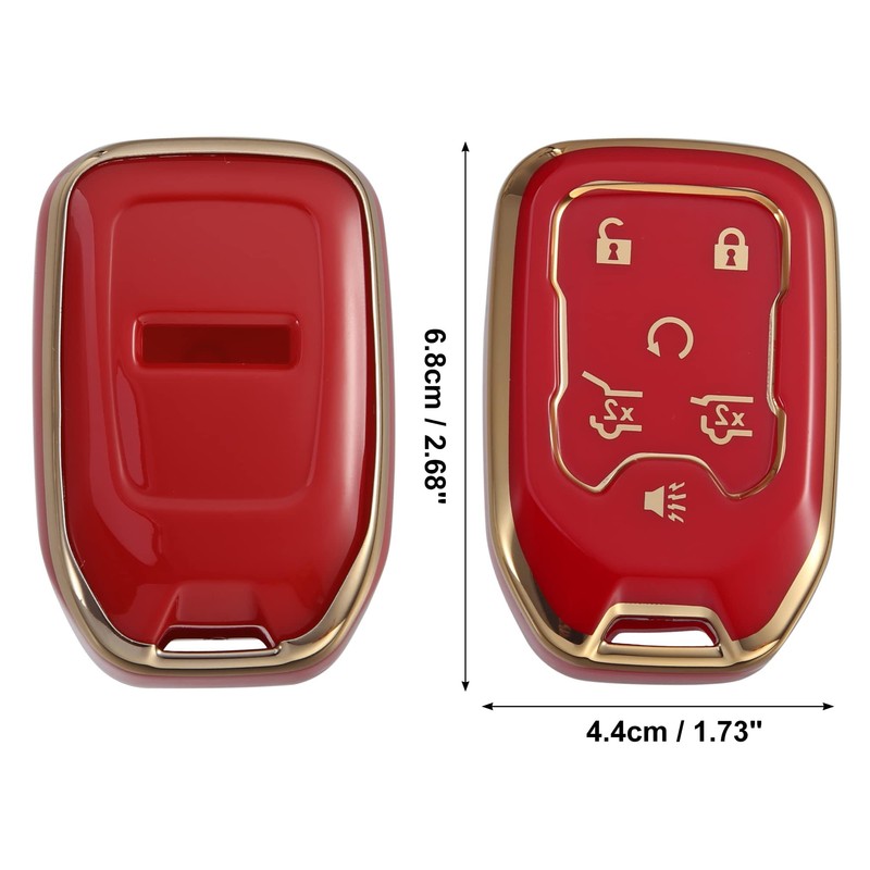 MACHSWON 6 Button Car Smart Key Fob Cover Case Red