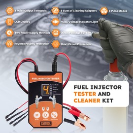 CMTOOL Fuel Injector Tester and Cleaner Tool Kit, Upgraded 6 Cleaning Adapters & 8 Pulse Modes, DIY Tool, Car Fuel Injector Cleaner Kit, 5V/12V Output Voltage Level