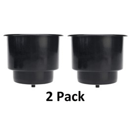 Black Recessed Drop-in Plastic Jumbo Cup Drink Can Holder with Drain Hole 1/4" for Furniture Sofa Poker Table Car Truck Boat Marine RV (2)