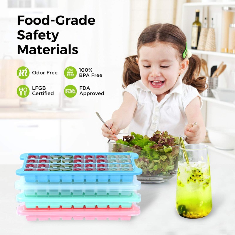 Humbee Ice Cube Tray, Soft Silicone Ice Tray with Lid,