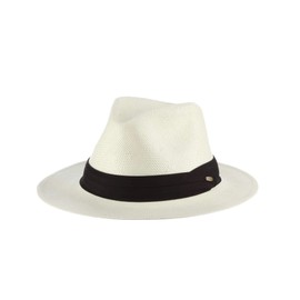 Scala Men's Toyo Safari Hat with Black Trim, Natural, Small/Medium