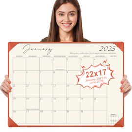 Gannyfer Large Desk Calendar 2025 with Desktop Mat, Simplified 22" x 17" Desktop Pad Calendar, 18 Month Table Calendar from Jan 2025 to Jun 2026, Office Supplies Perfect for Home School and Office-Orange