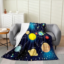 Erosebridal Solar System Blanket for Kids Boys Girls,Outer Space Throw Blanket Baby 30x40,Galaxy Theme Planet Fleece Blanket,Starry Sky Cosmic Glitter Stars Flannel Blanket Home Room Decor