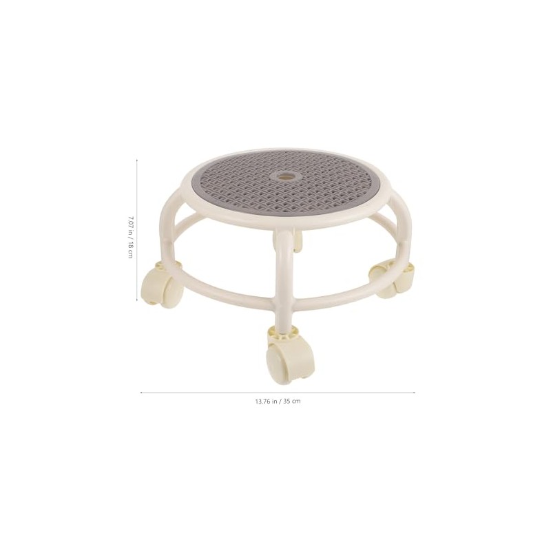 SHOWERORO Taburete Pequeño con Ruedas Gris, Redondo Pedicura y SPA,