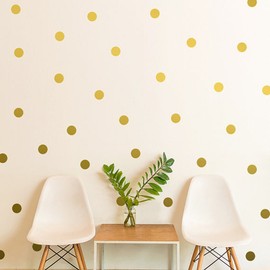 Easy Peel & Stick Gold Wall Decal Dots, 1.2inch (216 Decals) Safe on Paint Walls Removable Metallic Vinyl Polka Dot Decor, Round Circle Art Glitter Stickers, Paper Sheet Baby Kids Nursery Room Set