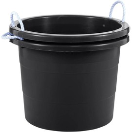 19 Gallon Rope Handle Tub, 2-Pack, Heavy-Duty Organization and Easy-Access Storage Tub, Multi-Purpose, Made with Rugged Plastic, Black,Blue - Color: Blue, Size: 2-Pack, Style: Bucket