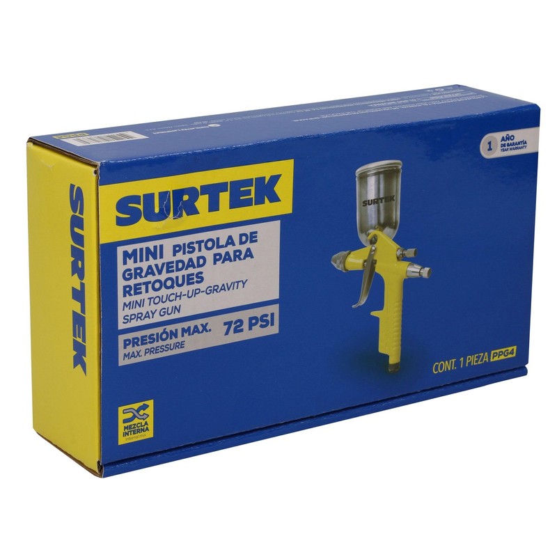 Surtek PPG4 Pistola mini para pintar terminados, capacidad 125 ml,