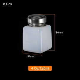 sourcing map Pack of 8 4 oz/120 ml Alcohol Press Pump Dispenser Bottle Press Liquid Empty Container White