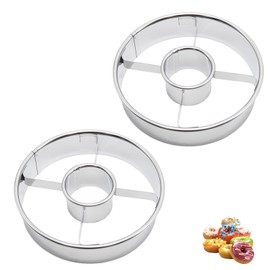 JAKOUE 2 Pack Silvery Cookie and Donut Hole Cutter 3.86 Inch, Stainless Steel Doughnut Cutters for Frying, Baking, Perfect for Cookies, Donut Holes,and More