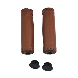 UPANBIKE Bike Grips Push On Retro Synthetic Leather Fit 22.2mm Handlebar End for Mountain Bike Road Bicycle (One Pair)
