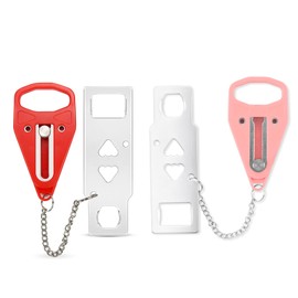Portable Door Lock Extra Lock for Additional Privacy and Safety in Home,Hotel and Apartment,Prevent Unauthorized Entry,Protect Family Security in Traveling,Home,Bedroom,Hotel,Apartment Pink Red