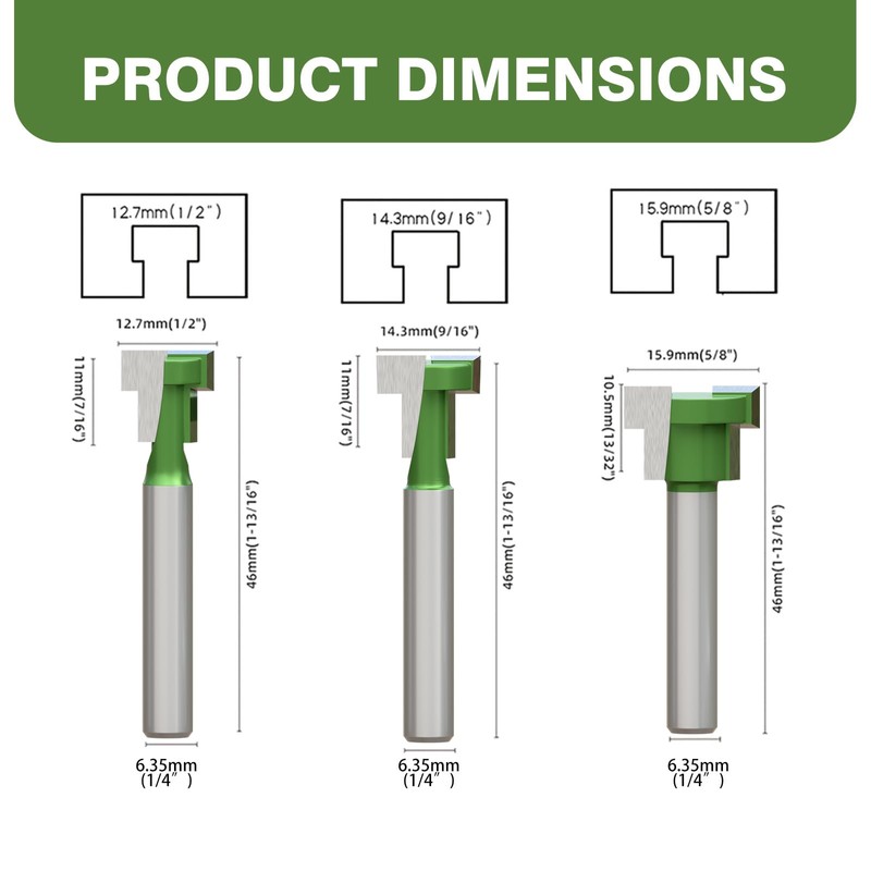 CSOOM 6PCS Keyhole Router Bits Set, 1/4" Shank Router Bit