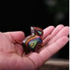HLbshi Handmade Rainbow Wooden cat Figurine Animal Carving Statue Office