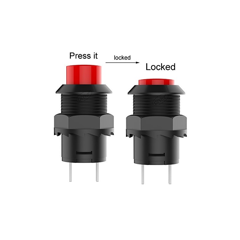 DIYhz 20Pcs SPST Latching Type Push Button Switch Off/ON AC