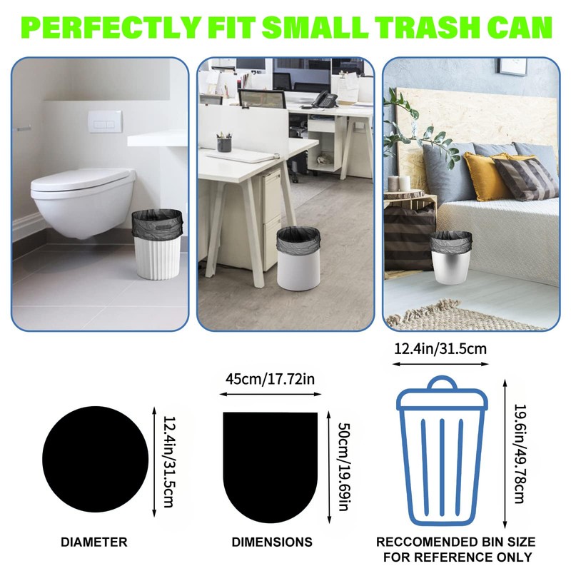 4 Gallon Small Bathroom Black Trash-Bags - Compostable Mini Garbage