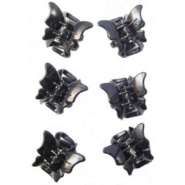 Mini Butterfly Hair Clips, Set of 6, Length 2 cm, Black