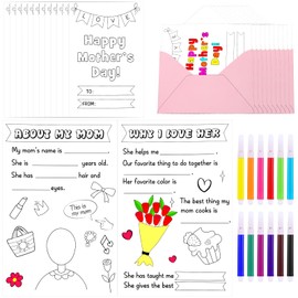 36 Sets Father's Day Cards Happy Father's Day Crafts for Kids Father's Day Greeting Card from Daughter Son Fill in the Blank Cards with 36 Envelopes 12 Watercolor Pens for Dad Father's Day Gifts