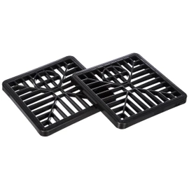 Merriway BH05743 (2 Pcs) Plastic Gulley Grid, 150mm (6 Inch) Square Black - Pack of 2 Pieces