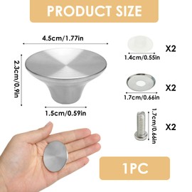 Yenblow Metal Dutch Oven Knob Handle Replacement, Stainless Steel Crock Pan Pot Lid Compatible with Le Creuset Stuab Aldi Lodge & Enameled Cast Iron Cookware (Frosted Silver & Extra Screw Kits)