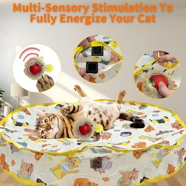 ELESULTRA Interactive Cat Toy Automatic - Fast Moving Ball Toys Hide and Seek in Play Mat Smart Cat Games for Bored Indoor Adult Cats Dog Rolling Electric Enrichmenttoy Gifts for Dogs Cat Birthday