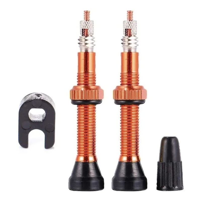 Valvula Francesa Tubeless Bicicleta Largo Aluminio MTB 40mm Par (Rojo)