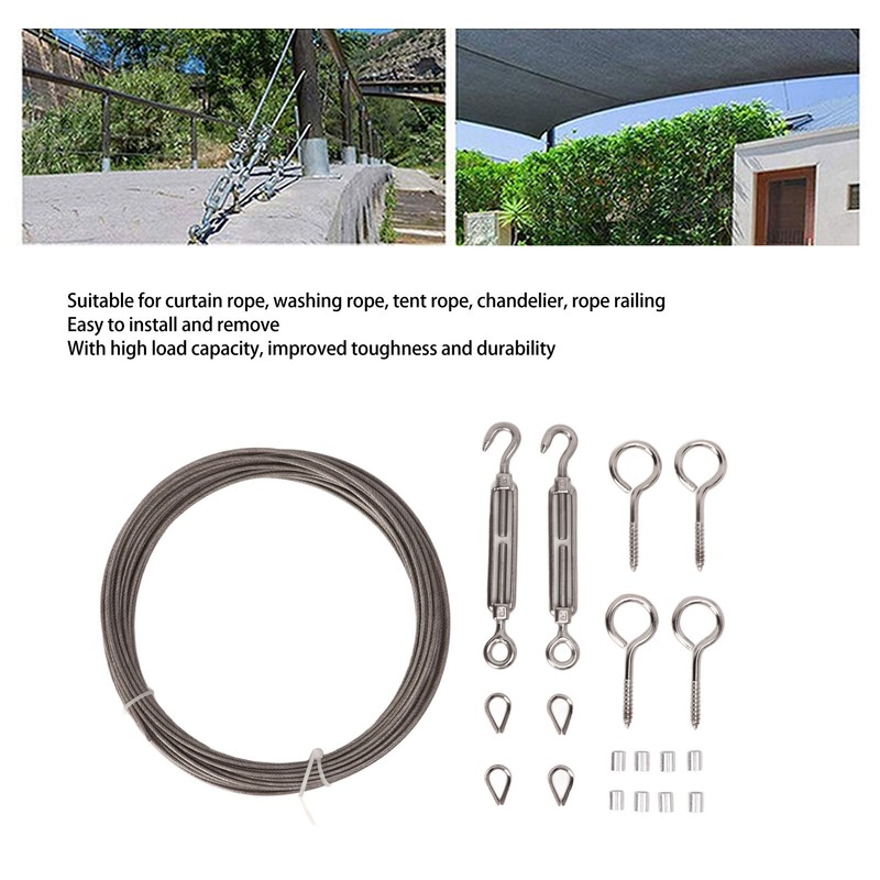 Strings Light Hanging Kit Stainless Steel PVC Coating Turnbuckle Wire