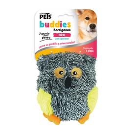 Fancy Pets Juguete para Perros de Peluche Buho Barrigón Buddies con Squeaker Suave y Resistente