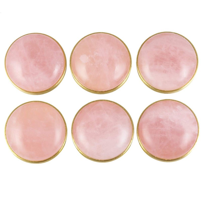 mookaitedecor Set of 4 Rose Quartz Round Drawer Knob 37