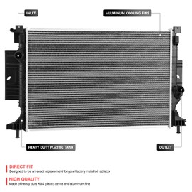 DNA MOTORING Front Fatctory OE Style Radiator Compatible With Escape 2017-2019 / Lincoln Mkc 2017-2019 / w/Tow Package, 13650, OEM-RA-13650