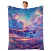 SKT T1 Airplane Blanket, Pink and Blue Cloud Plane Throw