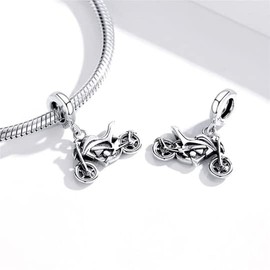 Motorcycle Pendant 925 Sterling Silver Christmas Birthday Mother Gift Charm Beaded Jewelry Fit For Bracelets