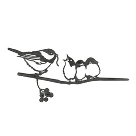 METALBIRD - Chickadee & Chicks - Outdoor Tree Ornaments in Corten Steel - Metal Art Proudly Made in America