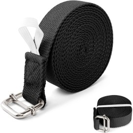 Yoga Strap de 2.5m,Correa de Yoga con Hebillas,Correa de algodón Resistente y Duradera con Hebilla Ajustable para un Soporte Seguro,Antideslizante para Estiramiento,Yoga,Pilates y Fitness General (Negro)