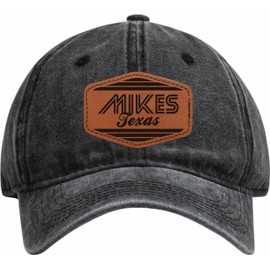 R and R Imports Mikes Texas City Retro Souvenir Dad Hat Unisex Soft Baseball Cap with Engraved Leather Patch Black