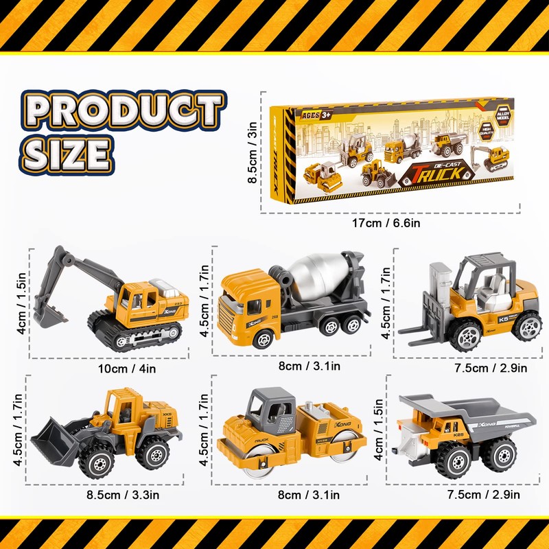 Kid Diecast Metal Cars Engineering Vehicles Set,Construction Toys for Boys