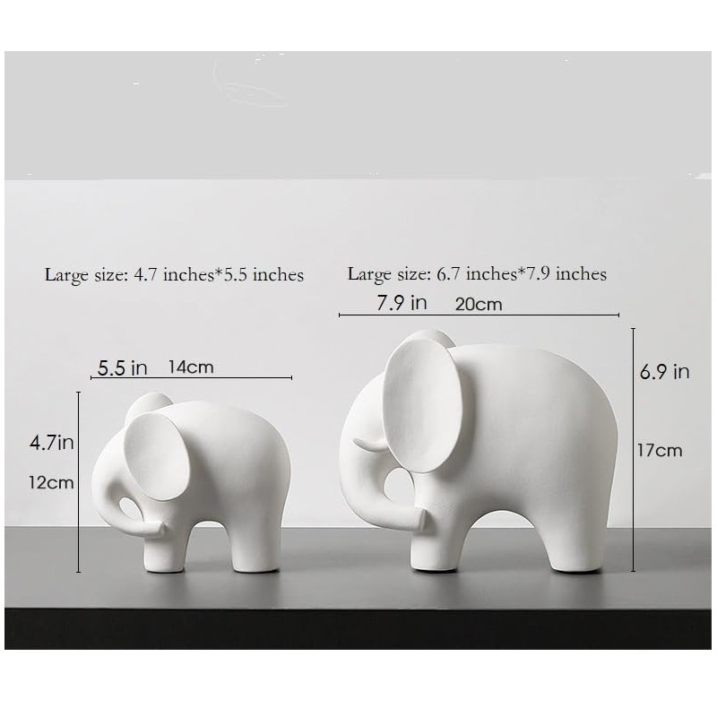 REEZHEE Modern Simple Ceramic White Elephant Living Room Home Office
